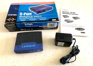 CONMUTADOR DE GRUPO DE TRABAJO LINKSYS EZXS55W 10/100 5 PUERTOS CON ADAPTADOR DE CORRIENTE Y GUÍA DEL USUARIO - Imagen 1 de 2
