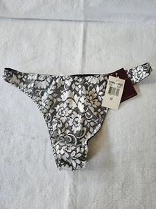 Donna Loren Panties Womens Black & White Embroidered Thong Panty Size 1X - Picture 1 of 7