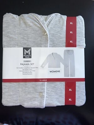 Conjunto de pijama para mujer Member's Mark cuello muesca LS talla XL gris NUEVO Foto 1 de 4