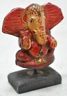 Vintage Drewno Mały Mini Bóg Ganesha Idol Figurka Oryginalna ręcznie rzeźbiona Lakierowana
