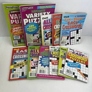 Lot of 9 Dell Penny Press EASY Crossword Puzzle Books & 2 Variety - Imagen 1 de 6