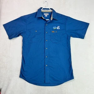 Carhartt Tradesman Shirt Blue Short Sleeve Button Up Bill's Plumbin Men's Size M - Picture 1 of 11