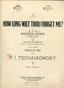 Chaikowsky ¿Cuánto tiempo me olvidarás? Órgano de voz de canción sagrada Salmo XIII - Imagen 1 de 2