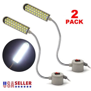 2X Máquina de coser LED Luz de cuello de ganso Lámpara de trabajo con base de montaje magnético U0U8 - Imagen 1 de 12