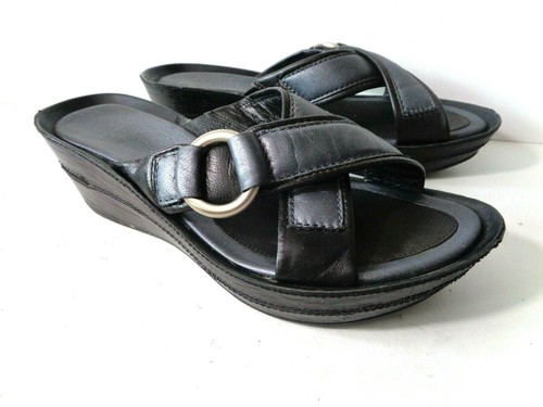 Scarpe sandali COLE HAAN NikeAir G Series 7 5M nero grigio pelle plateau slide