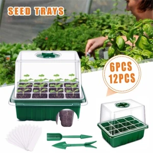 12Pack 144 Cells Propagator Growing Thicken Seedling Starter Growing Trays Lids - Picture 1 of 17