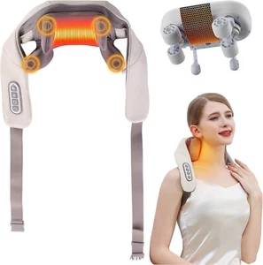 Masajeador de cuello y espalda Shiatsu con calor, masajeador de cuello inalámbrico tejido profundo - Imagen 1 de 7
