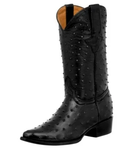 Herren Western Leder Stiefel schwarz Voll Straußenmuster Rodeo Kleidung Größe 12,5, 13,5 - Bild 1 von 5