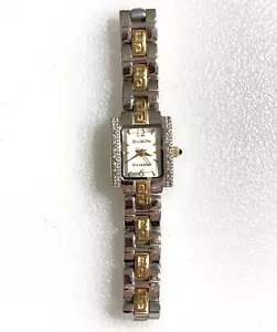 Elgin Diamond Gemmed Bezel Silver/Gold Tone Tank Damenuhr EG075 040 - Bild 1 von 8