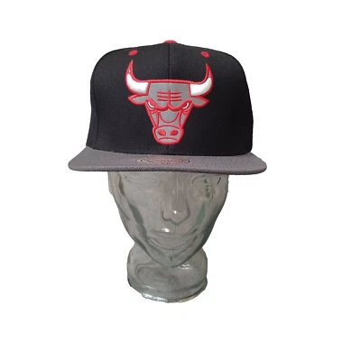 Mitchell & Ness Chicago Bulls Snapback Hat Black Gray Two Tone Bull Logo - Image 1 of 4