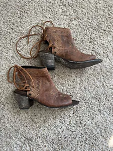 Sundance Catalog Dan Post Leder offener Rücken Schnürstiefel - Größe 9 Damen - Bild 1 von 7