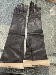 Guantes largos vintage CHRISTIAN DIOR - Talla 61/2 - Cuero negro - 15 pulgadas de largo - Imagen 1 de 7