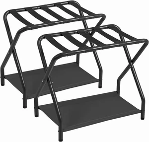 Porte Bagages, Lot de 2, Porte-Valises Pliables pour Chambre d'Hôtes, Noir - Photo 1/7