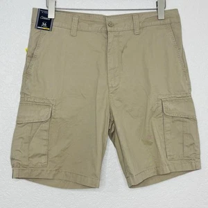 Roundtree & Yorke Shorts Mens 36 Classic Fit Cargo Flat Front 9" Inseam Khaki - Imagen 1 de 5