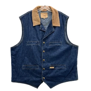 Powder River Denim Vest Women’s XXL Blue Jean Western Cowgirl Rodeo Boho Chic - Picture 1 of 9