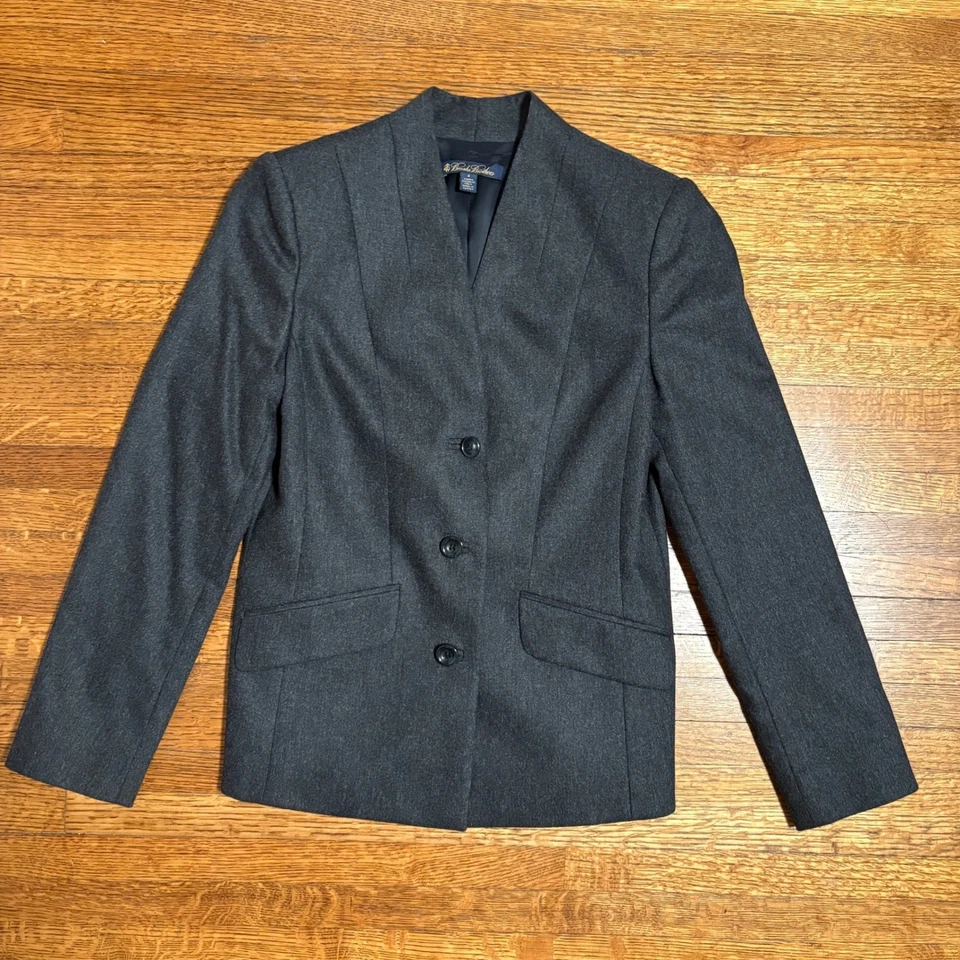 Blazer Brooks Brothers para mujer talla 4 gris mezcla de lana tejido en Italia Foto 1 de 4