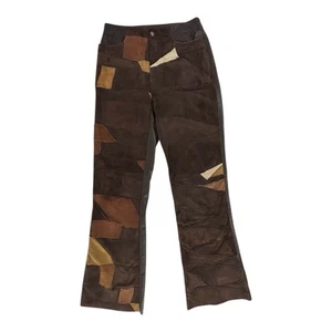 Verde & Mela Pantalone Pelle Scamosciata Patchwork Marrone Made in Italy Ragazze 100/16 - Foto 1 di 18