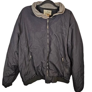 LL Bean Mens Fleece Lined Warm Up Jacket Black Gray Size XXL 2XL - Picture 1 of 4