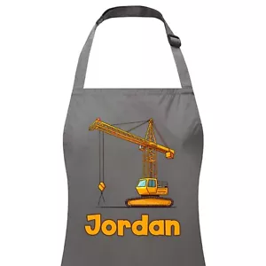 Personalised Any Name Crane Waterproof Kids Apron. Craft Bake Cook Boy Girl - Picture 1 of 12