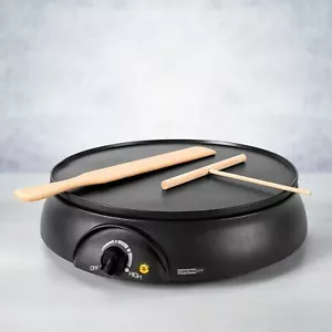 CREPIERA ELETTRICA CREPES 1000W PANCAKE PIASTRA ANTIADERENTE CON ACCESSORI BAR - Foto 1 di 5