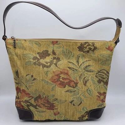 MAXX New York Multi-color Tapestry Floral Bohemian Tote Bag Brown Leather Trim - Image 1 of 4