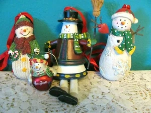 4 Snowmen Hanging Christmas Ornaments  Holiday Home  - Picture 1 of 7
