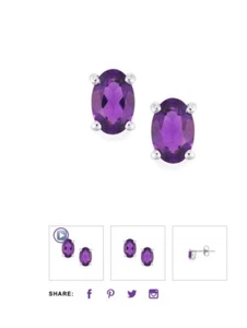 Amethyst Sterling Silver Stud Earrings Brand New , Sealed 0.8300cts - Picture 1 of 4