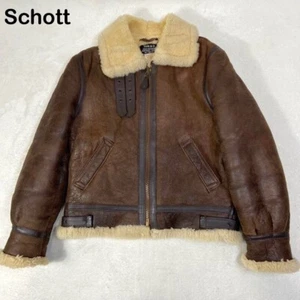 Schott Type B-3 Flight Mouton Leather Jacket Size 38 Made in USA - Picture 1 of 10