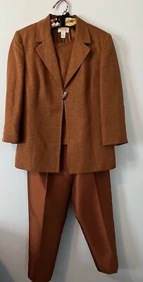 Y2K TALBOTS коричневый шелк 3 ПК бизнес брюки костюм классический Careercore капсулы средний - Изображение 1 из 4