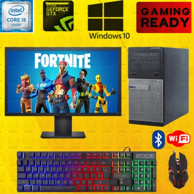 Fortnite Dell i5 Gaming Desktop PC Computer Nvidia GT1030 Win10 16GB bundle - Image 1 of 4