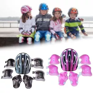 7X Kinder Roller Skating Schutz Getriebe Set Helm Knie Ellenbogen Handgelenk Pad - Bild 1 von 9
