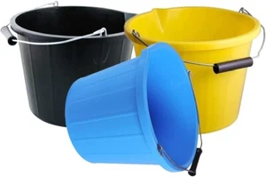 3 x 14 Liter Kunststoff Baueimer mit Metallgriff Wasser Futter Speicher Bauernhof - Bild 1 von 17