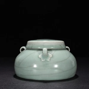 6.2" china antique song dynasty long quan kiln porcelain sky cyan glaze pot jar - Picture 1 of 8