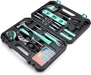 Kit de herramientas para el hogar con estuche de almacenamiento, 142 piezas, turquesa, - Imagen 1 de 22