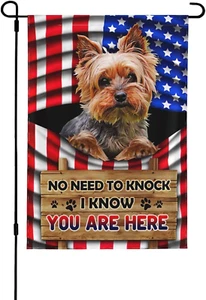 Yorkie Dog Flag No Need to Knock I Know You Are Here American Garden Flag 12.5"" - Picture 1 of 9