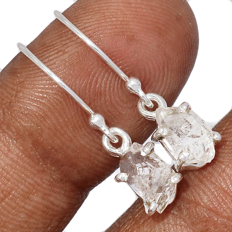 Diamante Herkimer Natural - EE. UU. 925 Pendientes de Plata de Ley Joyería CE40422 Foto 1 de 1