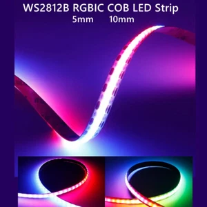 WS2812B RGBIC Individually Addressable COB Strip High Density 160Leds/m 5mm/10mm - Picture 1 of 16