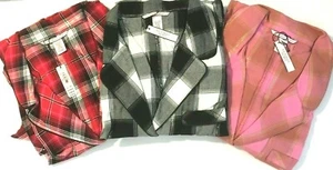 Victoria Secret Sleep Flannel Tie Romper Buffalo Plaid One Piece Pj Pajamas PICK - Picture 1 of 4