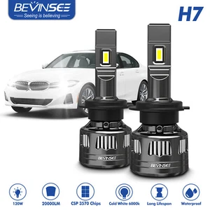 Bevinsee V45 H7 LED Headlight Bulbs 120W 22000LM 6000K White Canbus Error Free - Picture 1 of 8