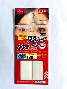 Daiso Double Eyelid Eye Tape 130 pcs, double-sided tape type, slim, transparent