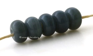 5 FRENCH GREY * Lampwork Glass Spacer Beads Glossy & Matte Handmade Donut  - Picture 1 of 5