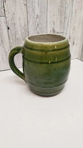 Vintage McCoy Pottery Green Barrel Mugs - Shield 4 Mark - Picture 1 of 4