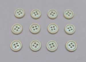 Set 12 Vintage Pastel Aqua Peach Iridescent Shell Buttons Tiny 3/8" 4-Hole Flat - Picture 1 of 6