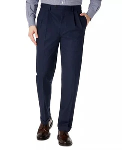 Pantalones de vestir Ralph Lauren calce clásico ultraflex elásticos plisados 38W x 32L. Azul marino - Imagen 1 de 9