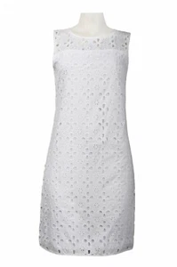 White Eyelet Cotton Shift Dress - Picture 1 of 2
