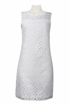 Vestido recto de algodón con ojales blancos Foto 1 de 2