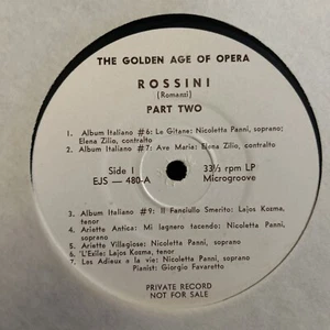 ROSSINI EJS 480 THE GOLDEN AGE OF OPERA PRIVATE RARE VTG #52 - Imagen 1 de 2