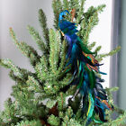 Peacock Christmas Ornament Glittered Bird with Feather Xmas Tree Decoration New