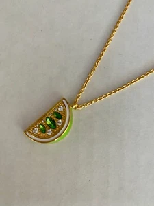 NWT Kate Spade Out of Office Lime Mini Pendant Necklace Gold O0RU3202 Green Mult - Picture 1 of 4