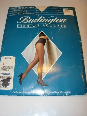 WOMENS BURLINGTON OFF WHITE FRENCH CUT SHEER STOCKINGS NYLONS PANTYHOSE SIZE S - Image 1 of 3